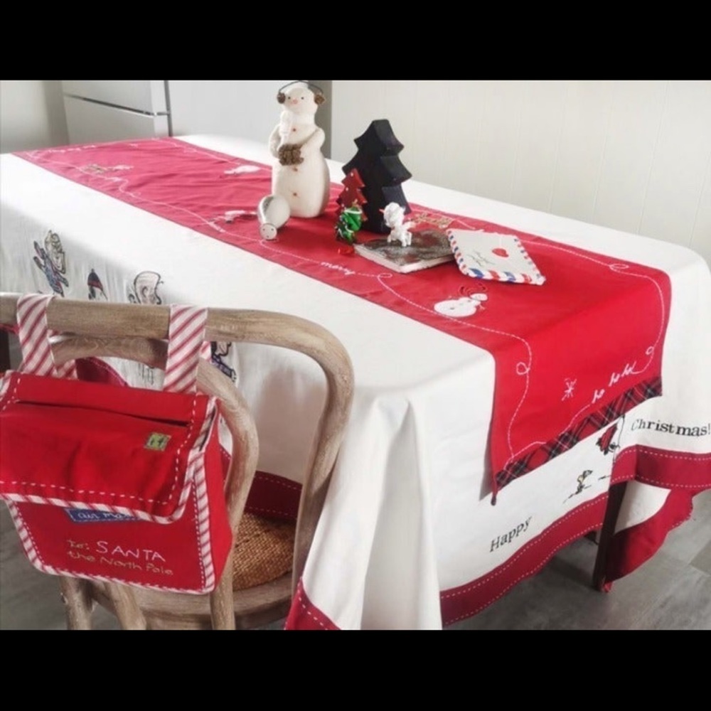 New Cotton Christmas Snoopy Peanuts Applique Tablecloth 55”x80”|Holiday Decor